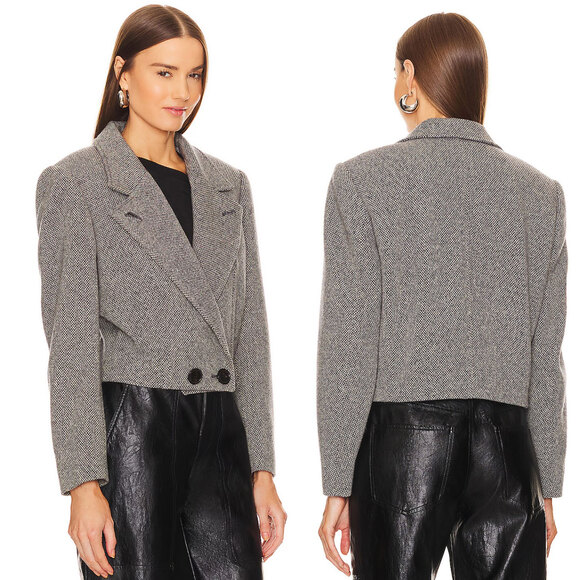 ISABEL MARANT ETOILE Cassidy Tweed Wool Blend Cropped Jacket Size XS/2 - Picture 4 of 16